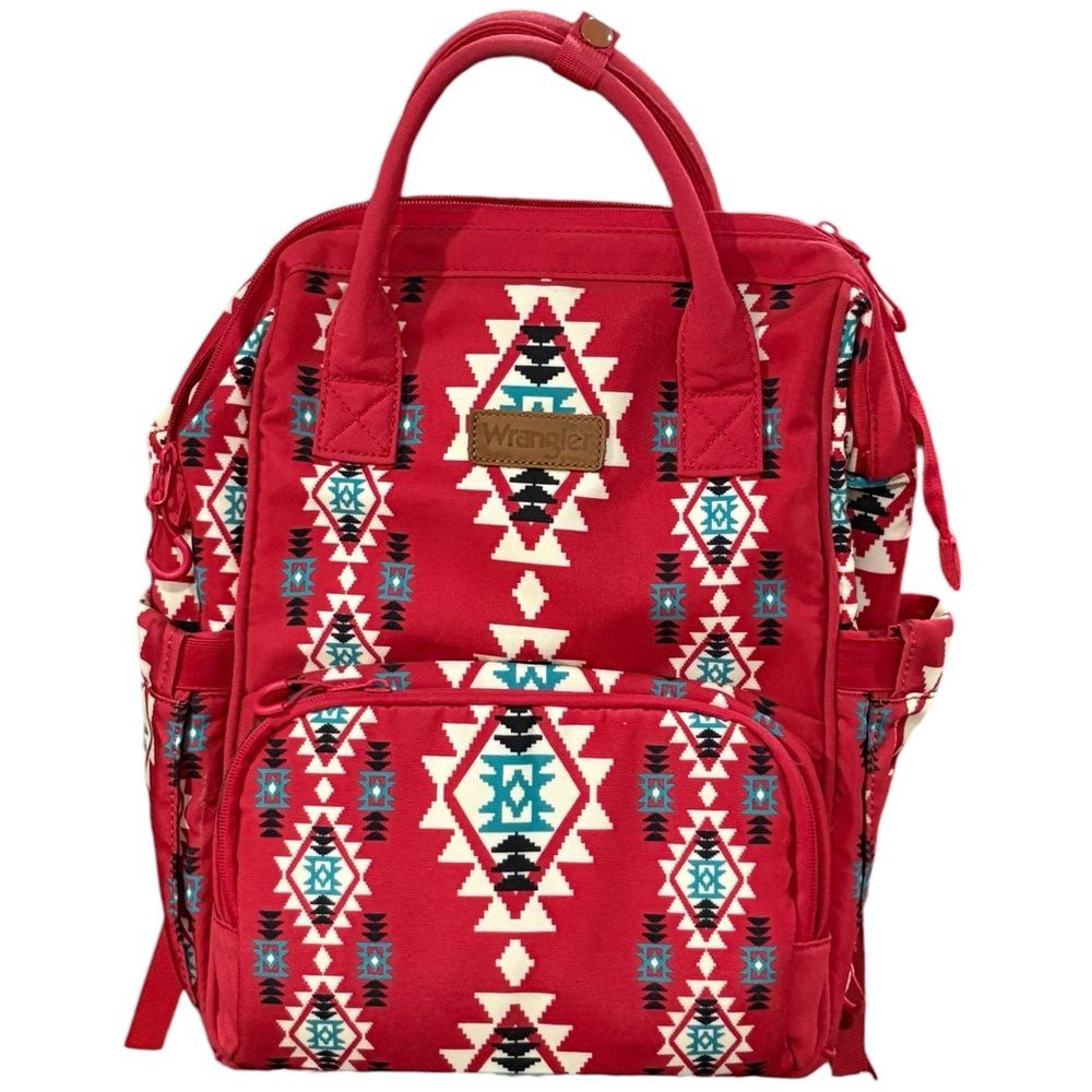 Wrangler Aztec Southwestern Print Zip Up Diaper Bag Backpack Travel Bag
